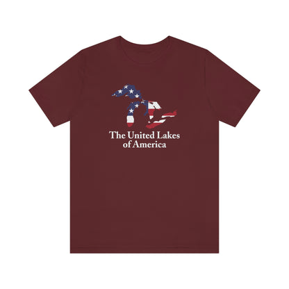 'The United Lakes of America' T-Shirt (w/ Great Lakes USA Flag Outline) | Unisex Standard Fit