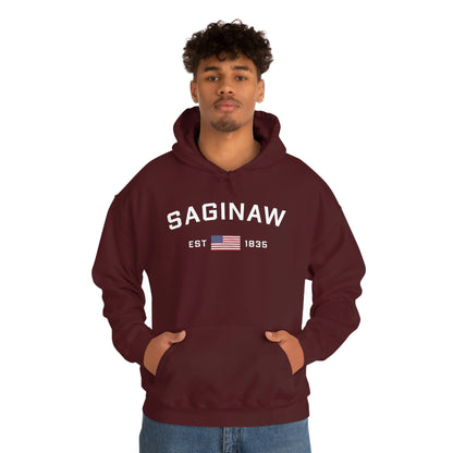 'Saginaw EST 1835' Hoodie (w/USA Flag Outline) | Unisex Standard