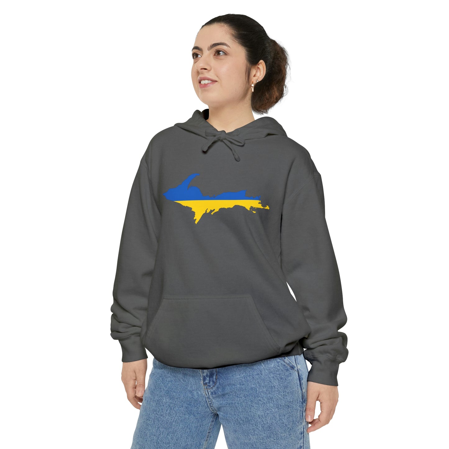 Michigan Upper Peninsula Hoodie (w/ UP Ukraine Flag Outline) | Unisex Garment-Dyed