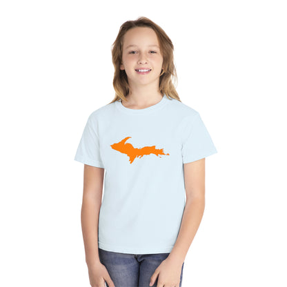Michigan Upper Peninsula T-Shirt (w/ Orange UP Outline) | Youth Garment-Dyed