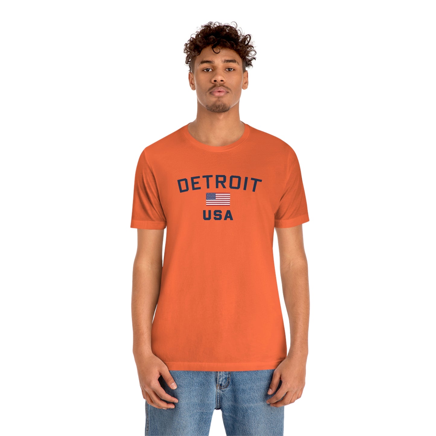 'Detroit USA' T-Shirt (w/ USA Flag Outline) | Unisex Standard Fit