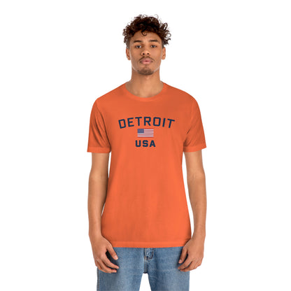 'Detroit USA' T-Shirt (w/ USA Flag Outline) | Unisex Standard Fit