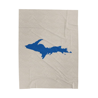 Michigan Upper Peninsula Plush Blanket (w/ Azure UP Outline) | Canvas Color