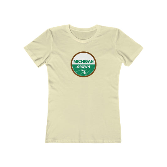 'Michigan Grown' T-Shirt (Agricultural Certification Parody) | Women's Boyfriend Cut