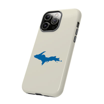 Michigan Upper Peninsula Tough Phone Case (Ivory Color w/ Azure UP Outline) | Apple iPhone