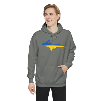 Michigan Upper Peninsula Hoodie (w/ UP Ukraine Flag Outline) | Unisex Garment-Dyed