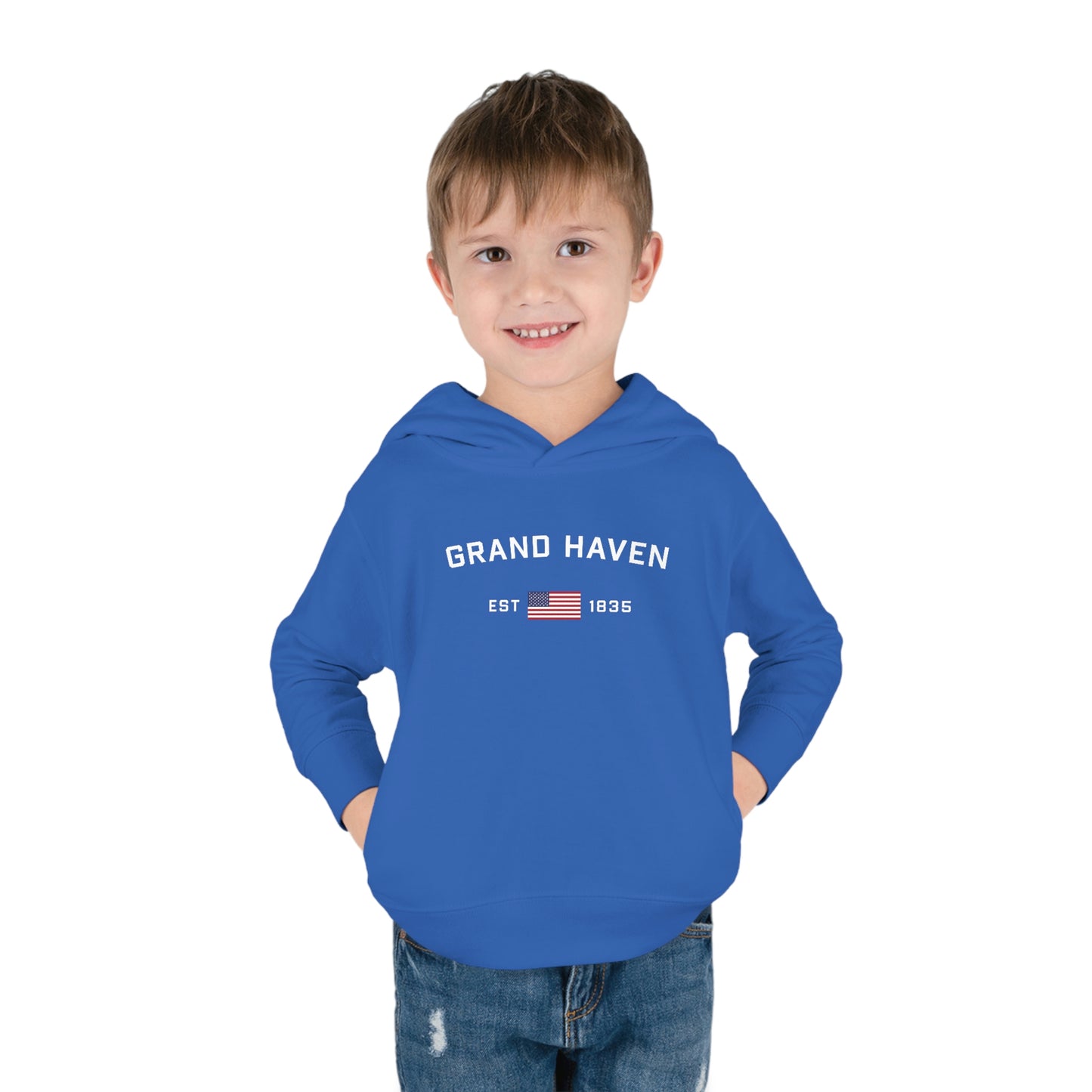 'Grand Haven EST 1835' Hoodie (w/USA Flag Outline) | Unisex Toddler