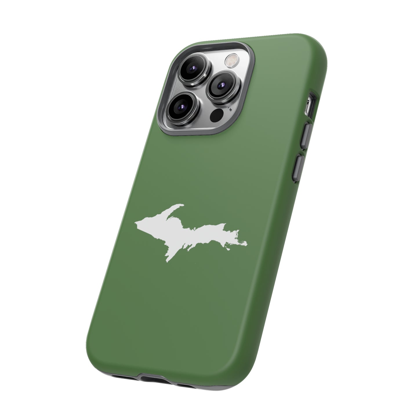 Michigan Upper Peninsula Tough Phone Case (Pine Green w/ UP Outline) | Apple iPhone