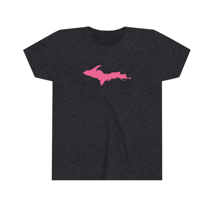 Michigan Upper Peninsula T-Shirt (w/ Pink UP Outline) | Youth Short Sleeve