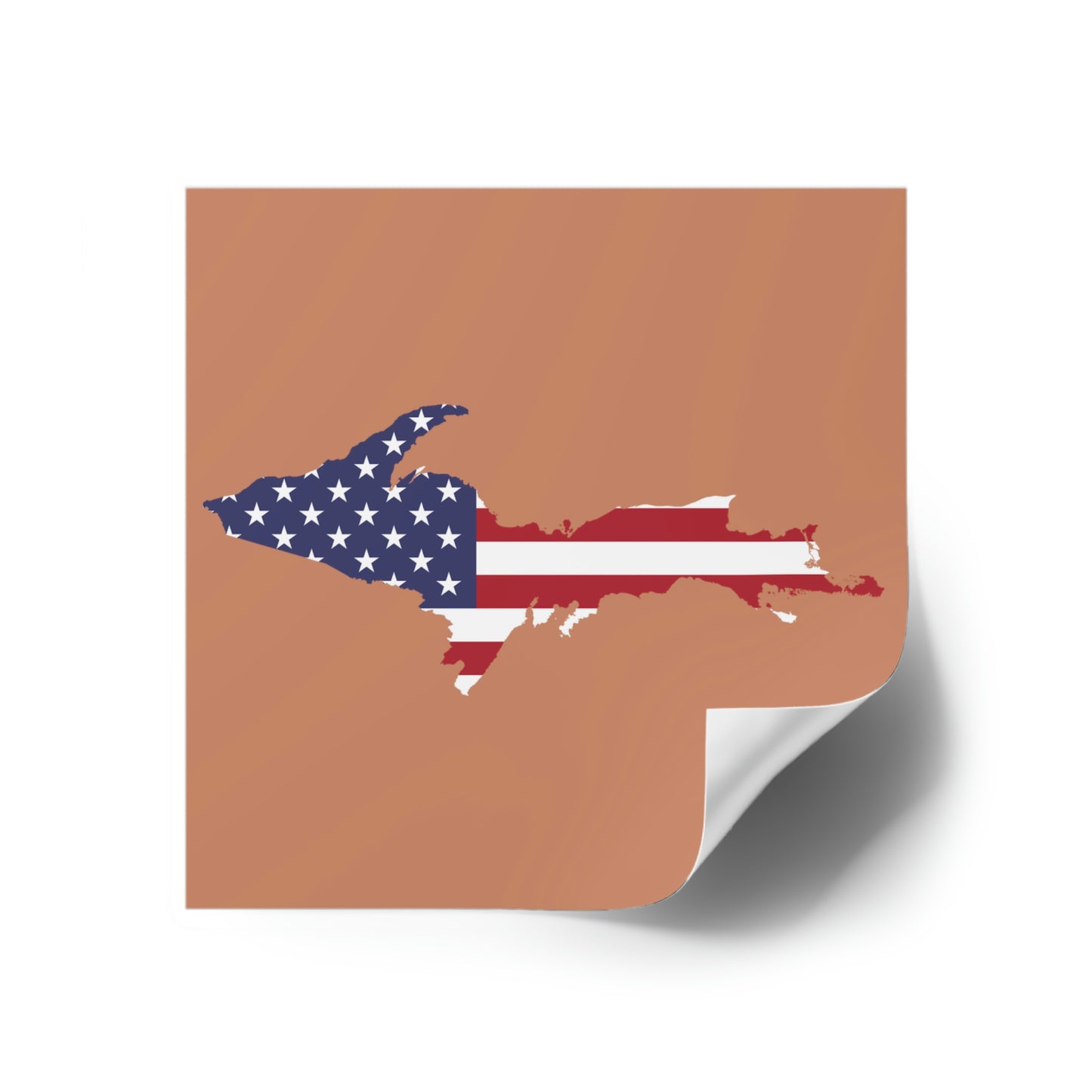 Michigan Upper Peninsula Square Sticker (Copper w/ UP USA Flag Outline) | Indoor/Outdoor