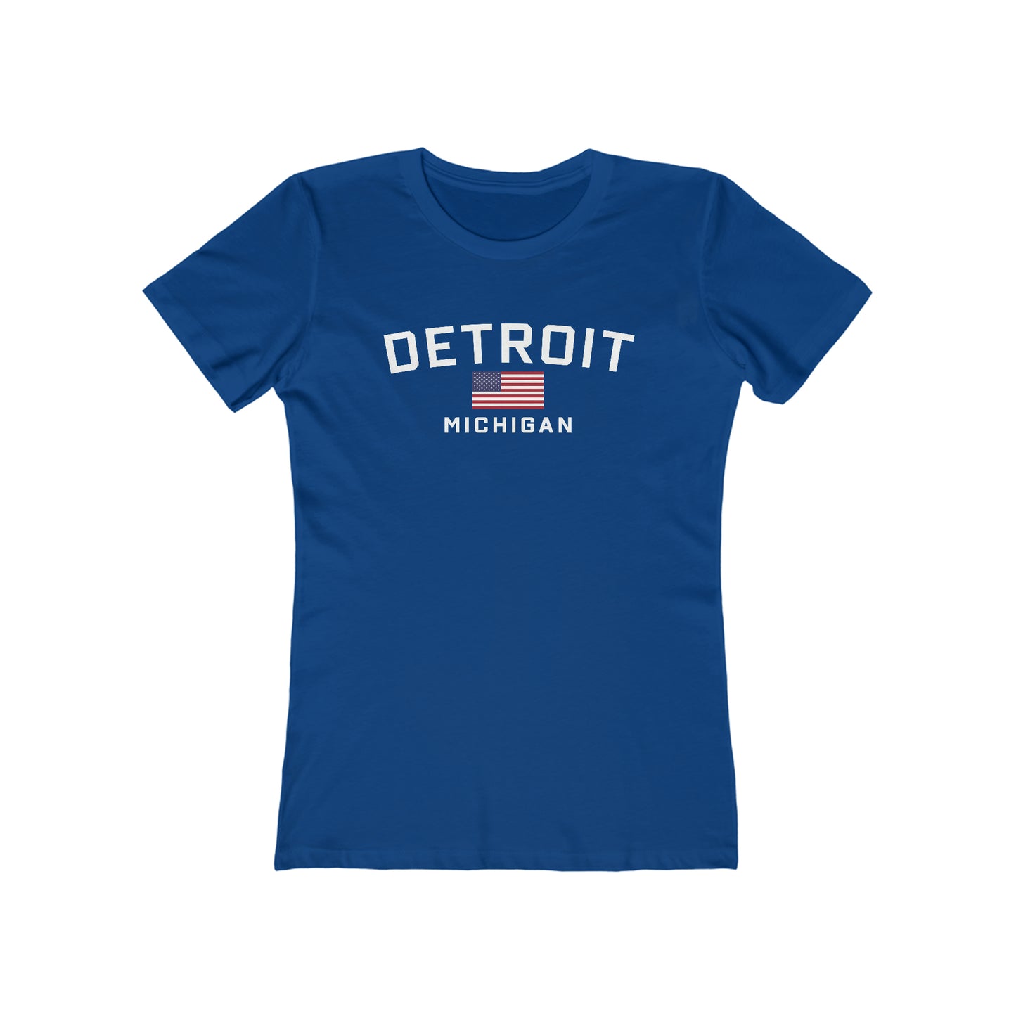 'Detroit Michigan' T-Shirt (w/USA Flag Outline) | Women's Boyfriend Cut