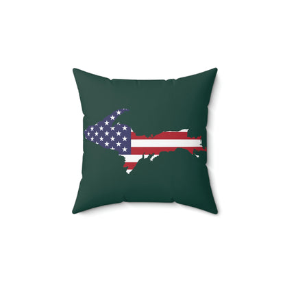 Michigan Upper Peninsula Accent Pillow (w/ UP USA Flag Outline) | Green