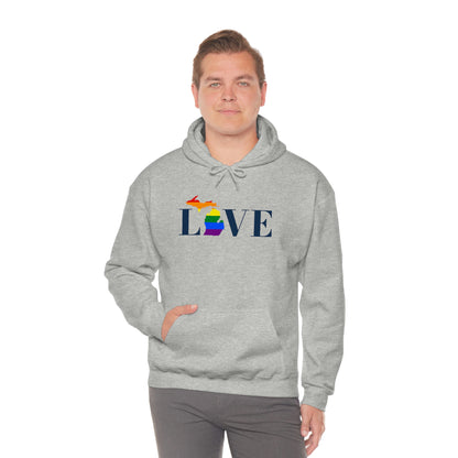 Michigan 'Love' Hoodie (w/LGBTQ Pride Colors) | Unisex Standard