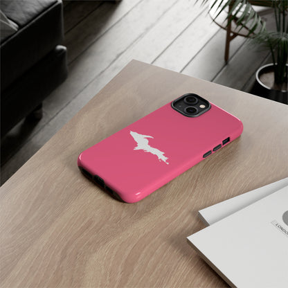 Michigan Upper Peninsula Tough Phone Case (Rhodochrosite Pink w/ UP Outline) | Apple iPhone