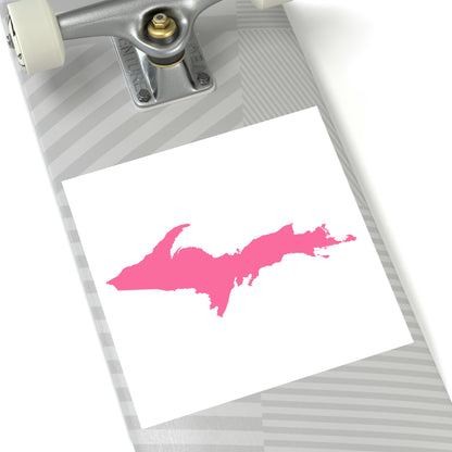 Michigan Upper Peninsula Square Sticker (w/ Pink UP Outline) | Indoor/Outdoor