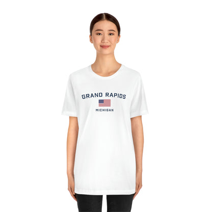 'Grand Rapids Michigan' T-Shirt (w/USA Flag Outline) | Unisex Standard Fit