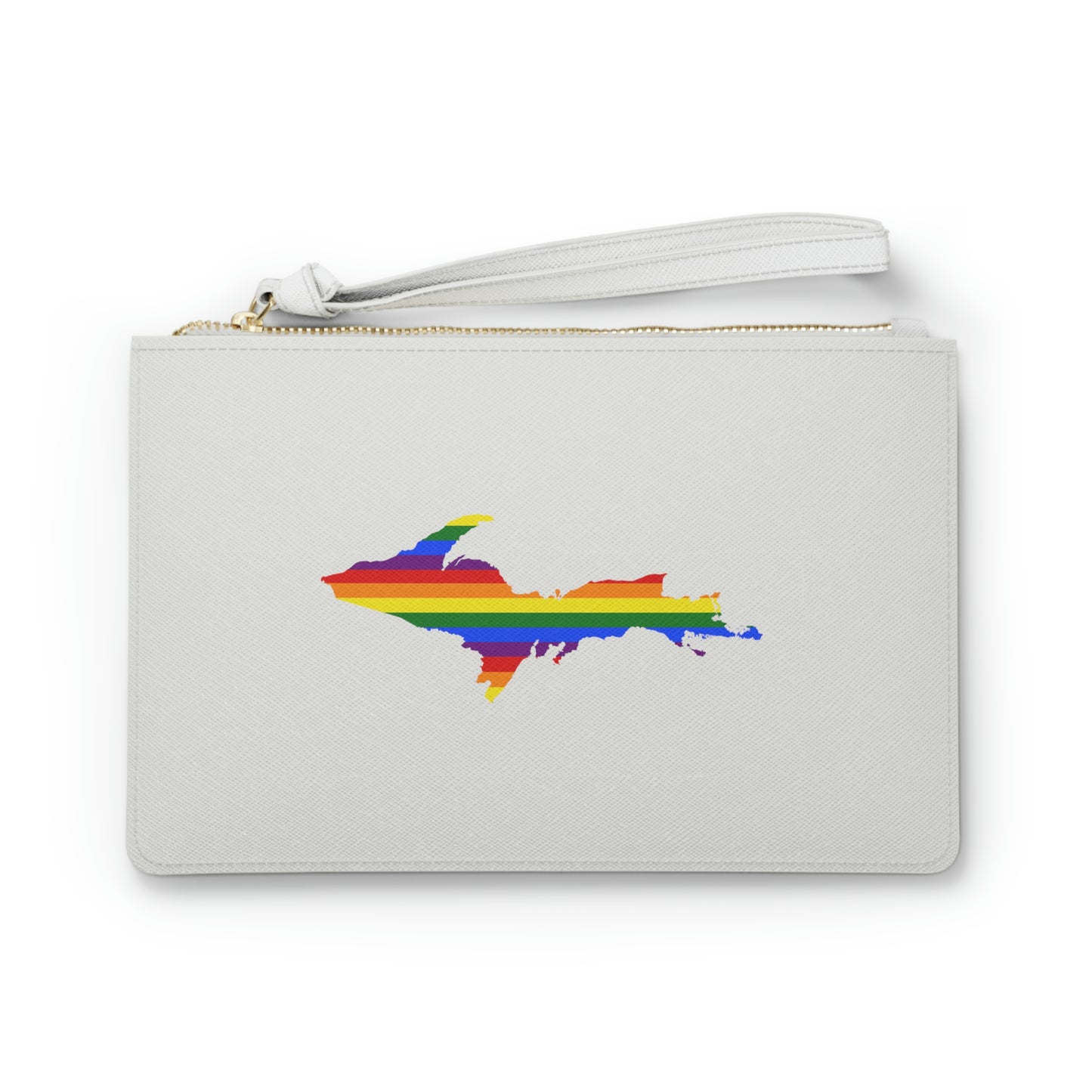 Michigan Upper Peninsula Clutch Bag (Birch Bark White w/ UP Pride Flag Outline)