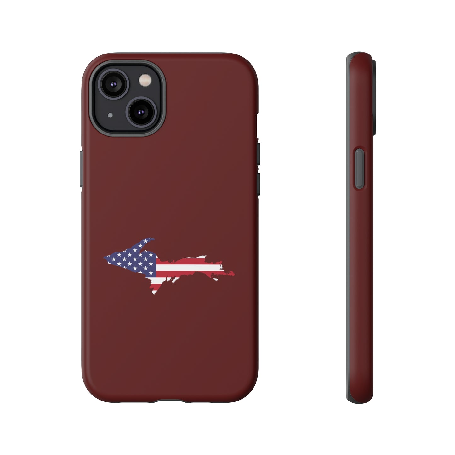 Michigan Upper Peninsula Tough Phone Case (Cherrywood Color w/ UP USA Outline) | Apple iPhone