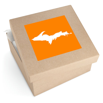 Michigan Upper Peninsula Square Sticker (Orange w/ UP Outline) | Indoor/Outdoor