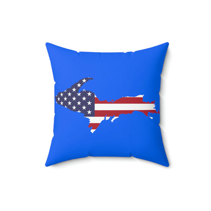 Michigan Upper Peninsula Accent Pillow (w/ UP USA Flag Outline) | Motor Town Blue