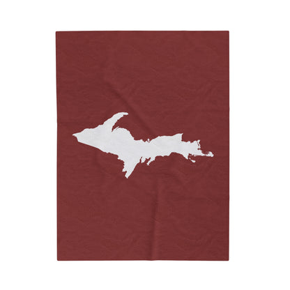 Michigan Upper Peninsula Plush Blanket (w/ UP Outline) | Ore Dock Red