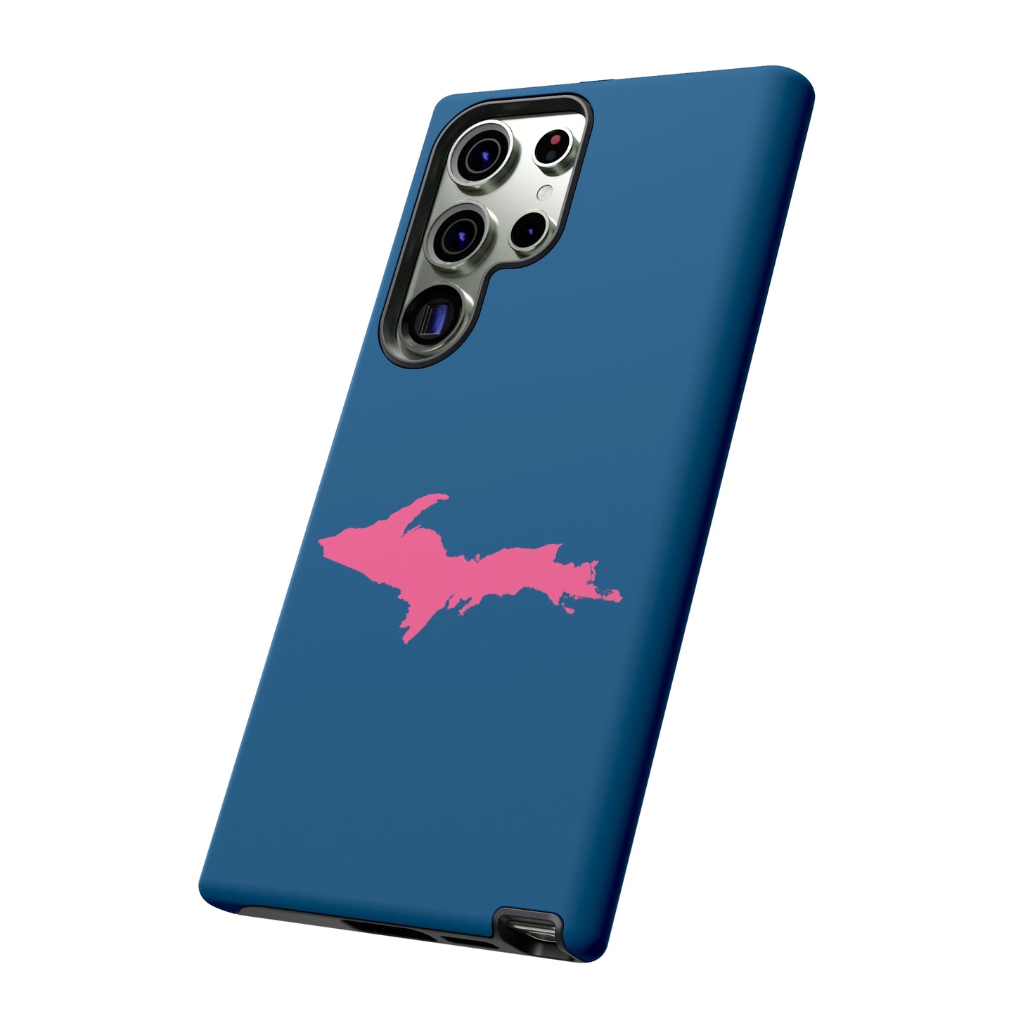 Michigan Upper Peninsula Tough Phone Case (Blueberry w/ Pink UP Outline) | Samsung & Pixel Android