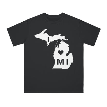 'I ♡ Michigan' T-Shirt (Full Body Outline) | Organic Unisex