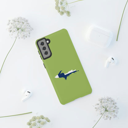 Michigan Upper Peninsula Tough Phone Case (Gooseberry Green w/ UP Finland Flag Outline) | Samsung & Pixel Android