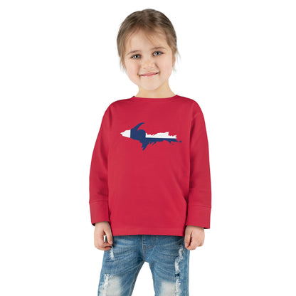 Michigan Upper Peninsula T-Shirt (w/ UP Finland Flag Outline) | Toddler Long Sleeve