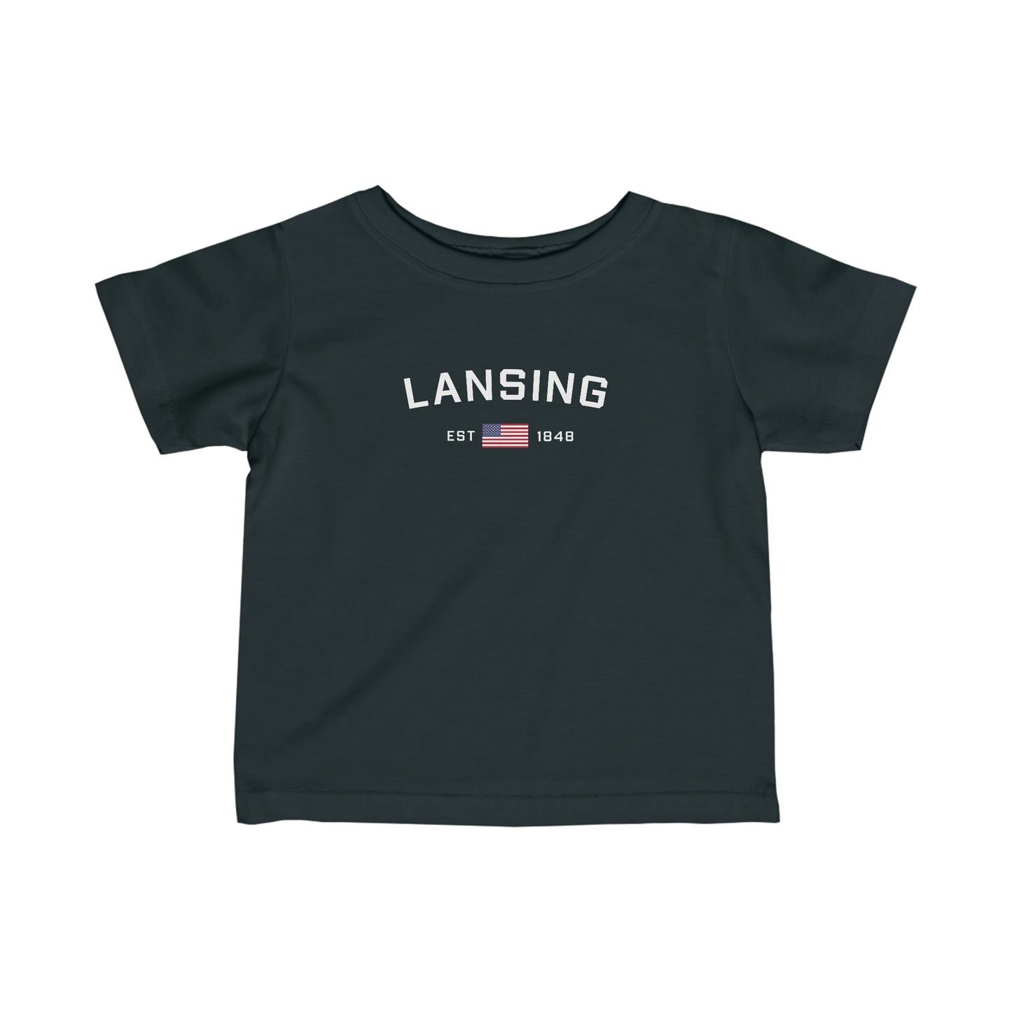 'Lansing EST 1848'' T-Shirt (w/USA Flag Outline) |  Infant Short Sleeve