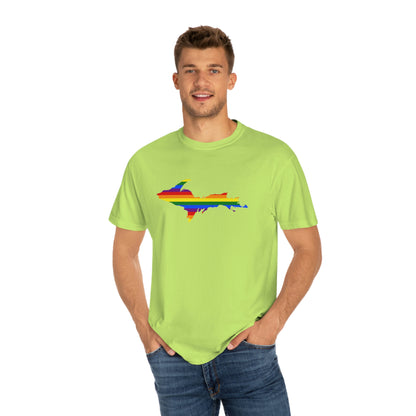 Michigan Upper Peninsula T-Shirt (w/ UP Pride Flag Outline) | Unisex Garment-Dyed