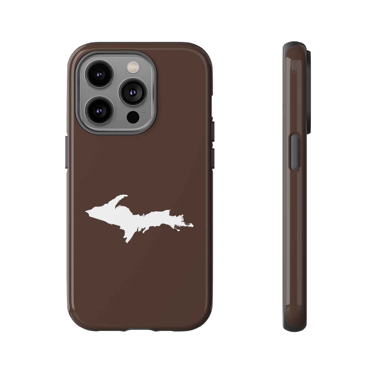 Michigan Upper Peninsula Tough Phone Case (Hickory Color w/ UP Outline) | Apple iPhone