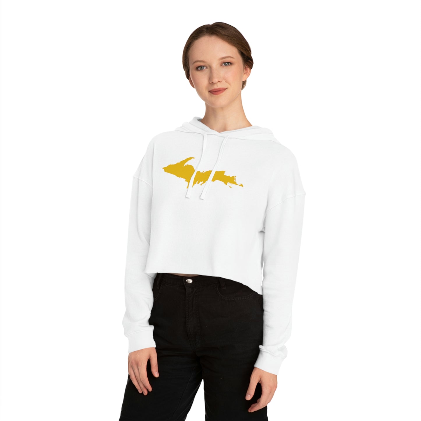 Michigan Upper Peninsula Hoodie (w/ Gold UP Outline) | Lightweight Cropped