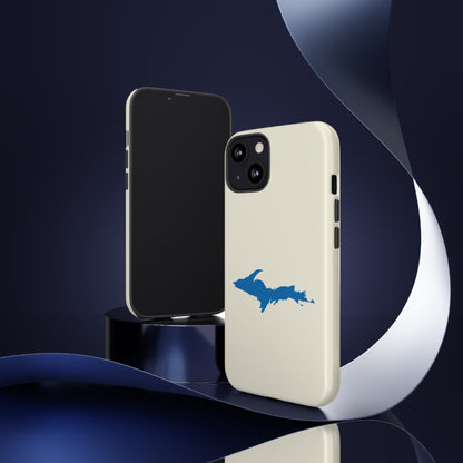 Michigan Upper Peninsula Tough Phone Case (Ivory Color w/ Azure UP Outline) | Apple iPhone