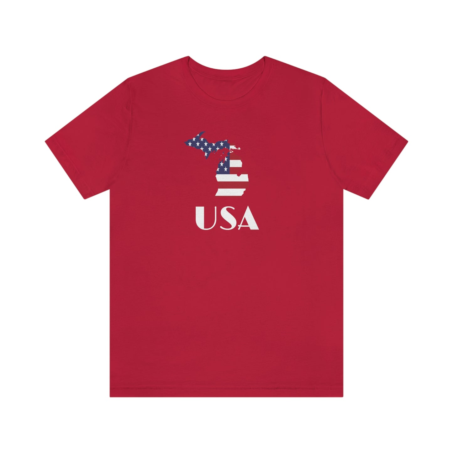 Michigan 'USA' T-Shirt (w/ MI USA Flag Outline) | Unisex Standard Fit