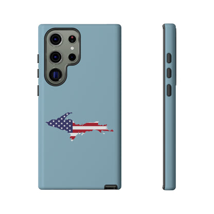 Michigan Upper Peninsula Tough Phone Case (Opal Blue w/ UP USA Flag Outline) | Samsung & Pixel Android