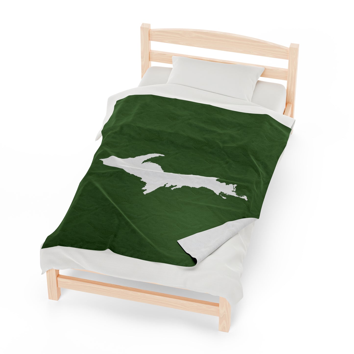 Michigan Upper Peninsula Plush Blanket (w/ UP Outline) | Pine Green