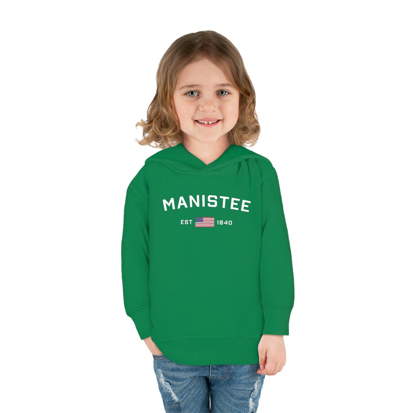 'Manistee EST 1840' Hoodie (w/USA Flag Outline) | Unisex Toddler