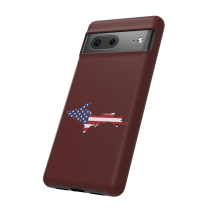 Michigan Upper Peninsula Tough Phone Case (Cherrywoold Color w/ UP USA Flag Outline) | Samsung & Pixel Android