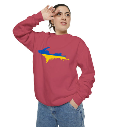 Michigan Upper Peninsula Sweatshirt (w/ UP Ukraine Outline) | Unisex Garment Dyed