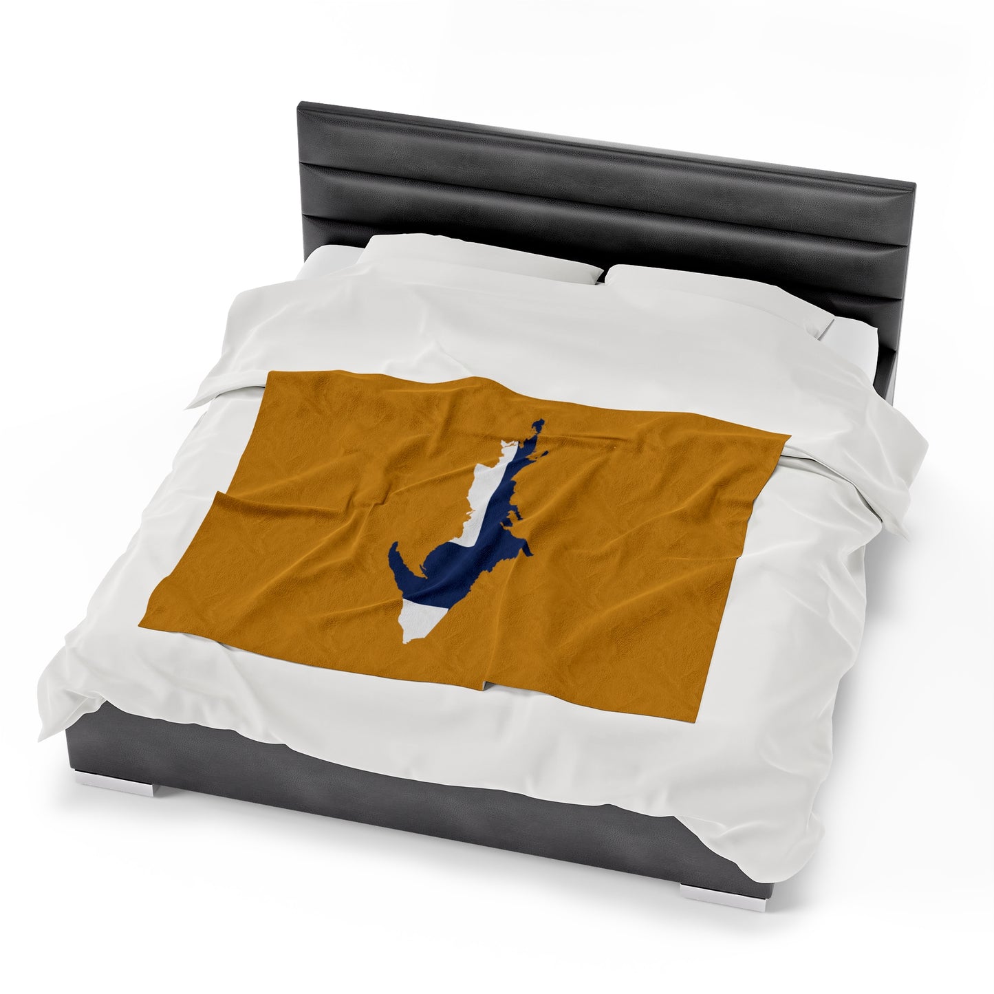 Michigan Upper Peninsula Plush Blanket (w/ UP Finland Flag Outline) | Gold