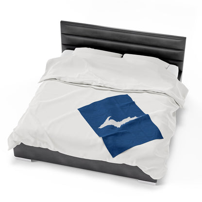 Michigan Upper Peninsula Plush Blanket (w/ UP Outline) | Lake Superior Blue