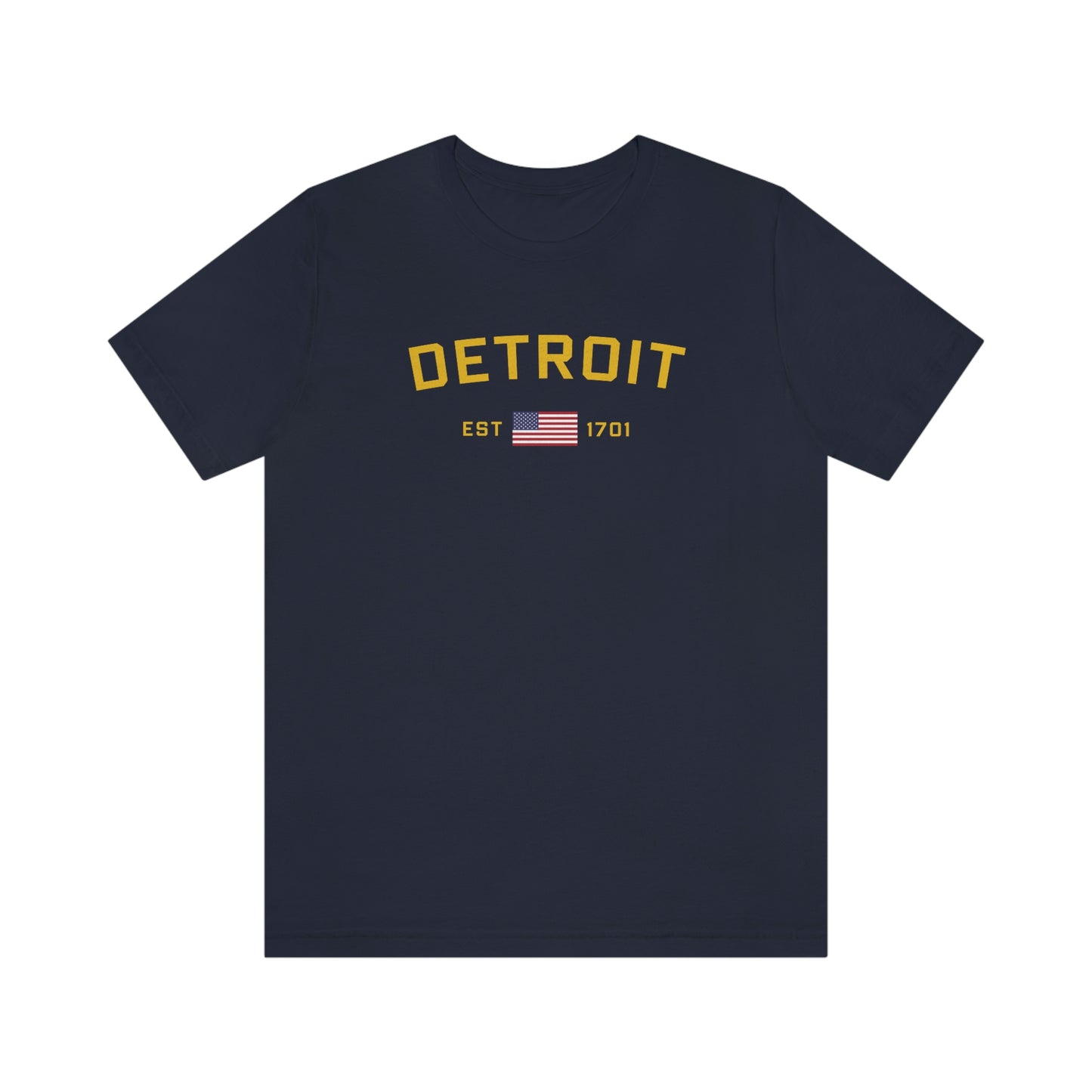 'Detroit Est 1701' T-Shirt (w/ United States Flag) | Unisex Standard Fit