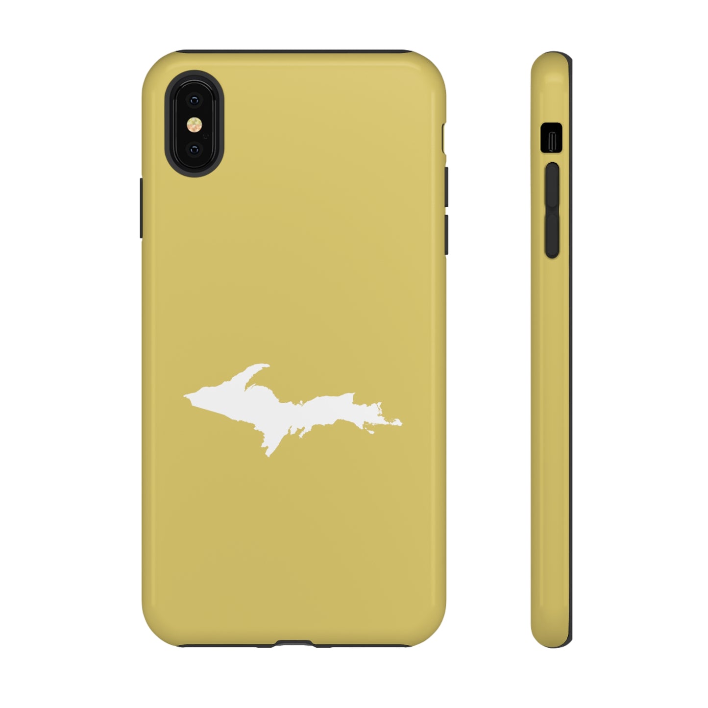 Michigan Upper Peninsula Tough Phone Case (Plum Yellow w/ UP Outline) | Apple iPhone