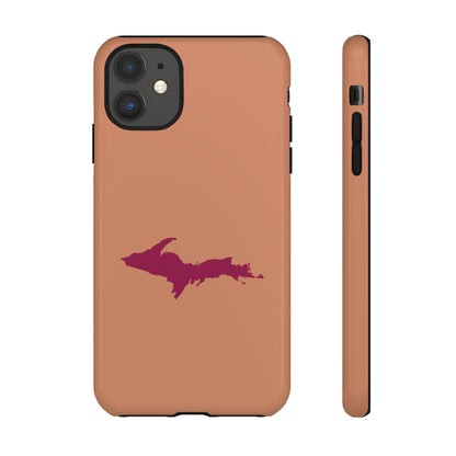 Michigan Upper Peninsula Tough Phone Case (Copper Color w/ Ruby UP Outline) | Apple iPhone