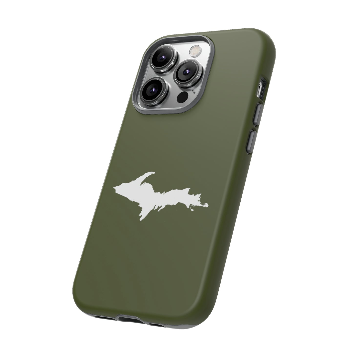 Michigan Upper Peninsula Tough Phone Case (Army Green w/ UP Outline) | Apple iPhone