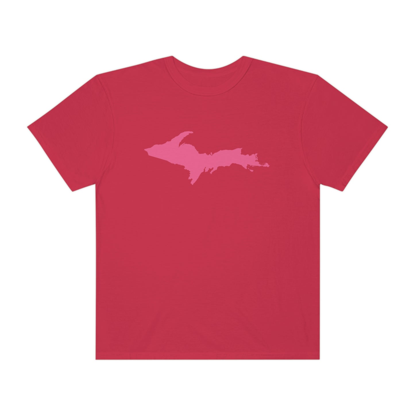 Michigan Upper Peninsula T-Shirt (w/ Pink UP Outline) | Unisex Garment-Dyed