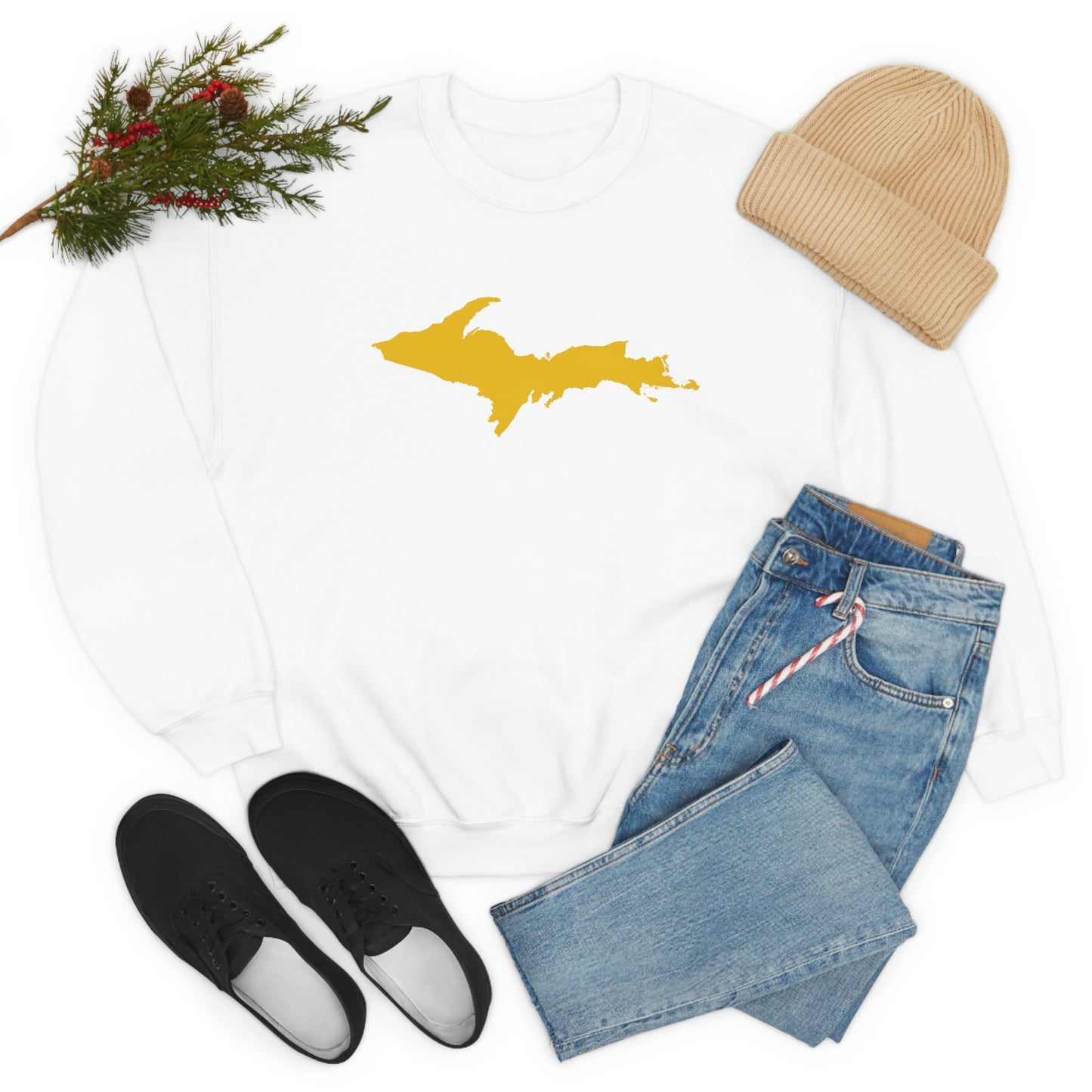 Michigan Upper Peninsula Sweatshirt (w/ Gold UP Outline) | Unisex Standard