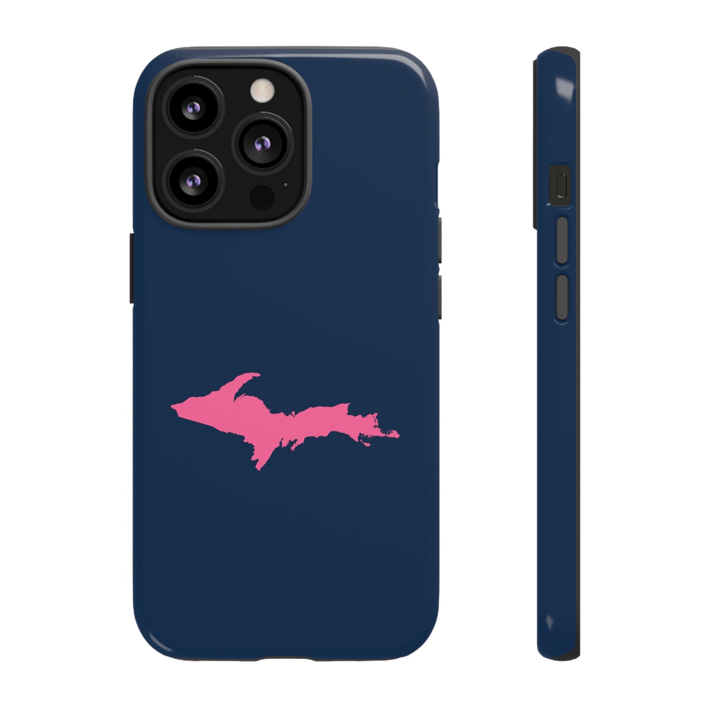 Michigan Upper Peninsula Tough Phone Case (Navy w/ Pink UP Outline) | Apple iPhone