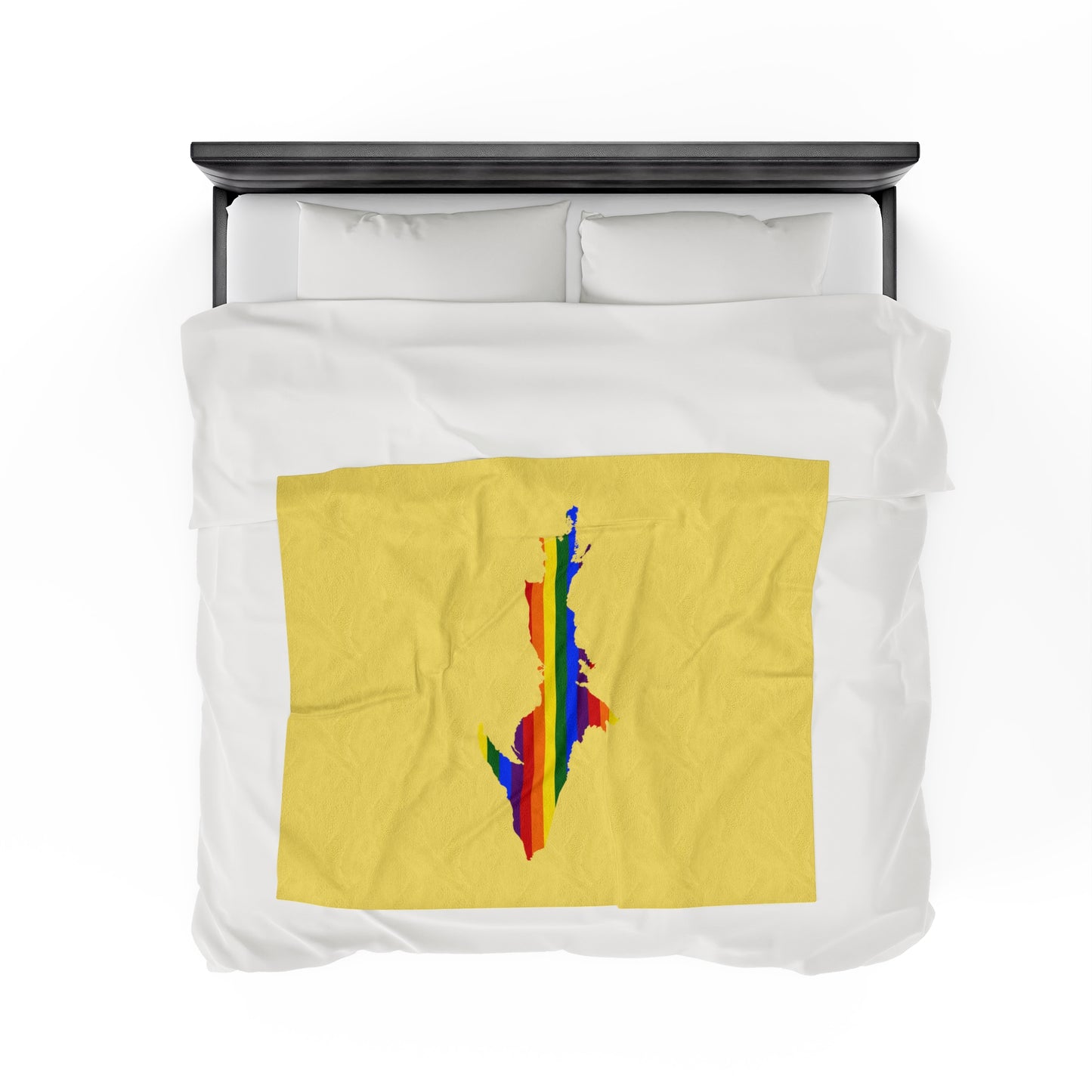 Michigan Upper Peninsula Plush Blanket (w/ UP Pride Flag Outline) | Yellow Cherry